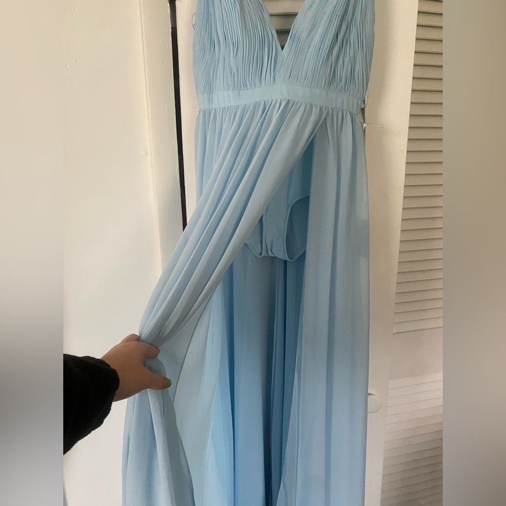 Mac Duggal Elegant Blue Chiffon Dress - Picture 4 of 12